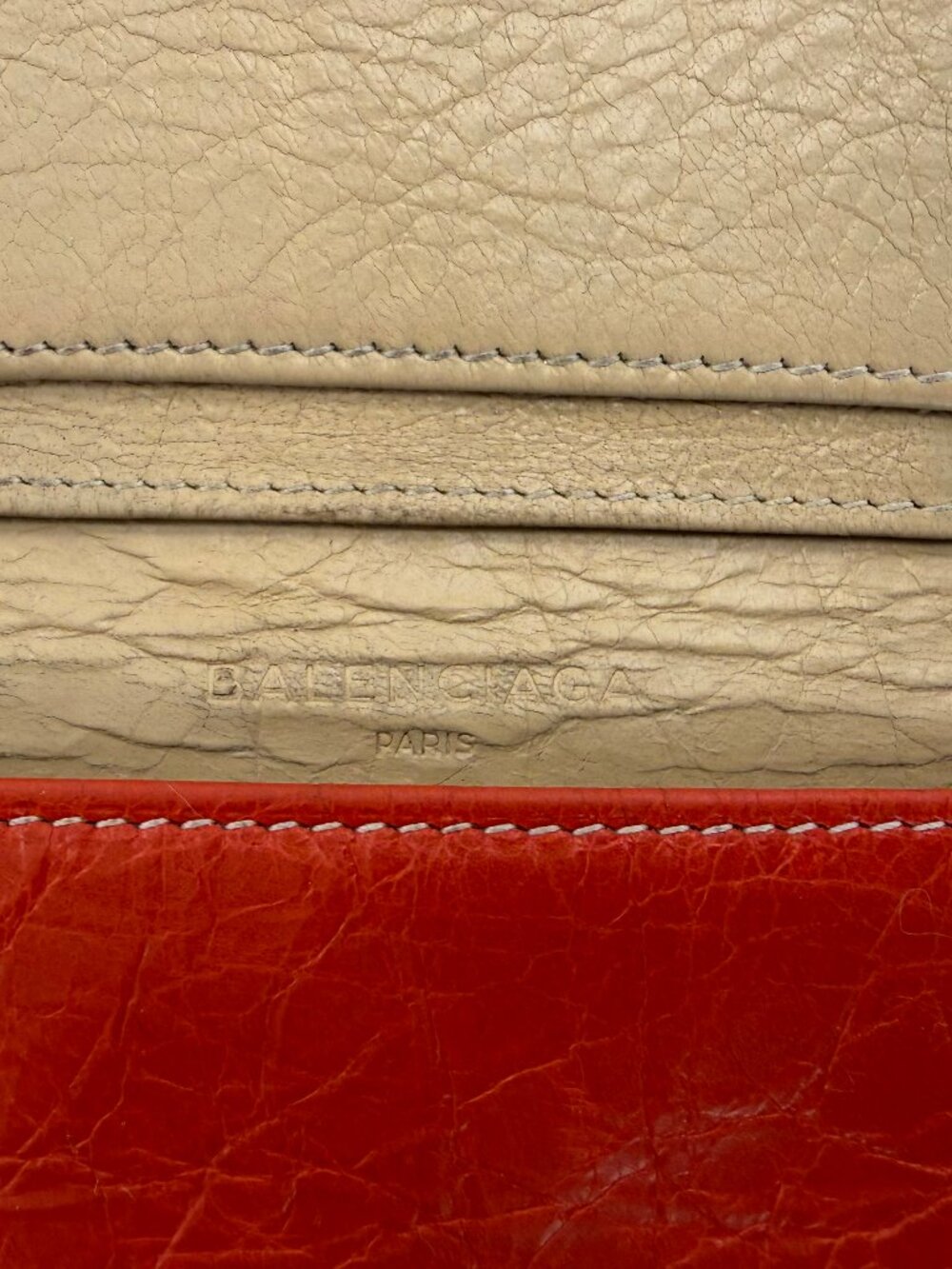 Balenciaga Bazaar Small Leather Wallet - Orange, White, Grey Beige Paper Leather - Picture 5 of 13